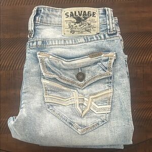 Salvage Sky Blue Denim with Detailed Pockets
